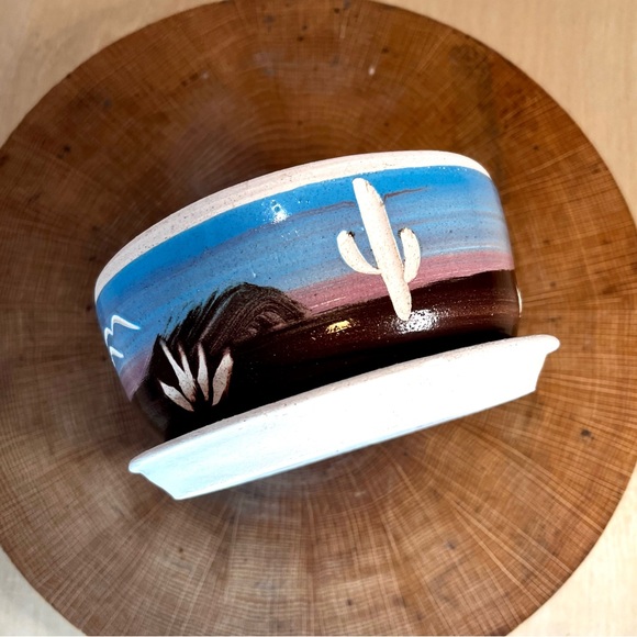 Superstition Stoneware | Vintage Planter Pot Desert Scene Southwest Planter - Picture 3 of 8
